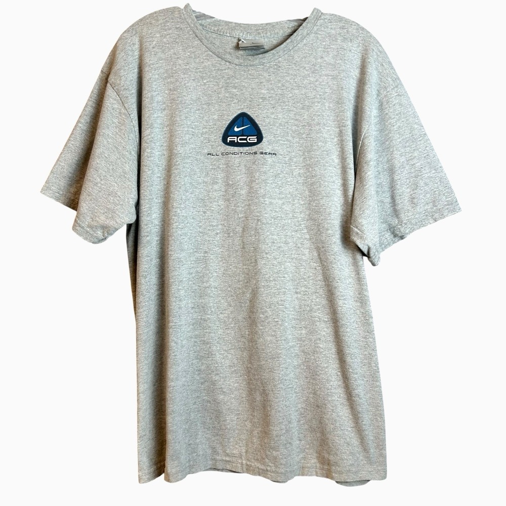 Vtg 90s Nike ACG All Conditions Gear T-Shirt Center Logo Mens Large Gray